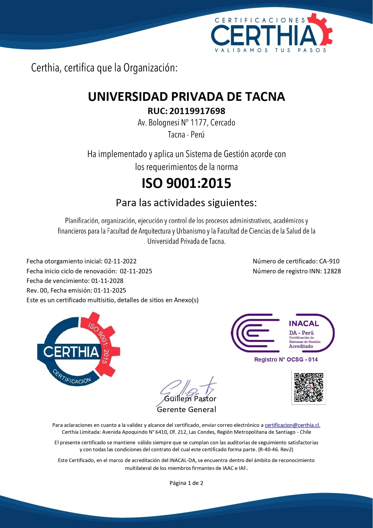 CERTHIA - ISO 9001:2015
