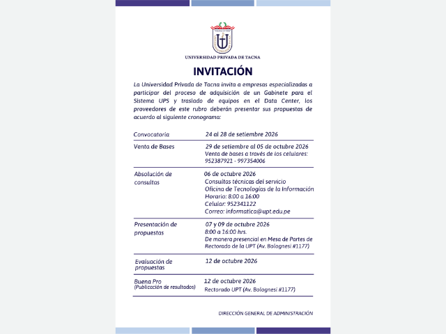 INVITACIÓN - ADQUISICIÓN GABINETE SISTEMA UPS Y TRASLADO EQUIPOS DATA CENTER